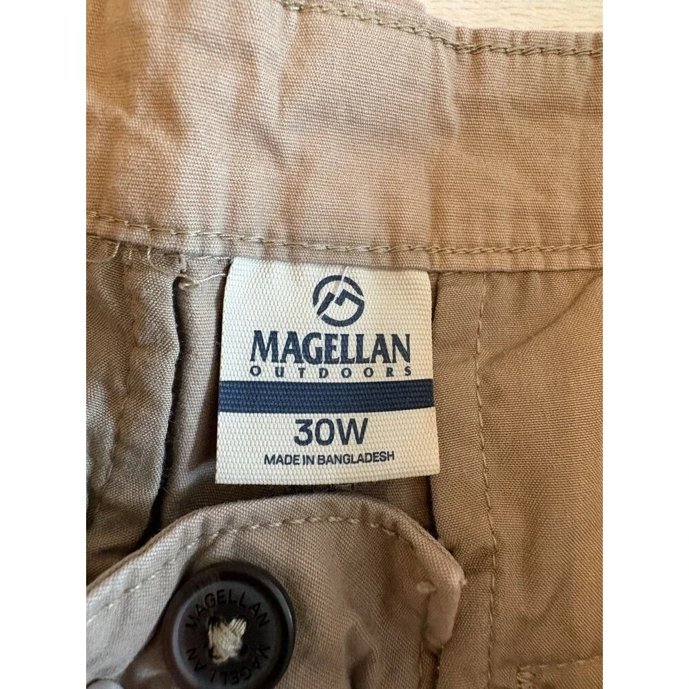 Magellan Outdoors Men’s 30W Khaki Chino Shorts Cotton Stretch Casual Flat Front